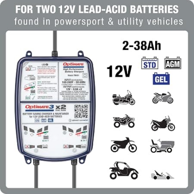 Thiết bị nạp ắc quy xe máy 2 cặp sạc 12V/0.8A Model: TM450 Thương hiệu: OptiMATE