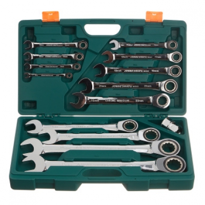 Bộ cờ lê tròng cóc, 18 chi tiết (1/4"-3/4" và 8-32mm) hãng Jonnesway Đài Loan W45117S
