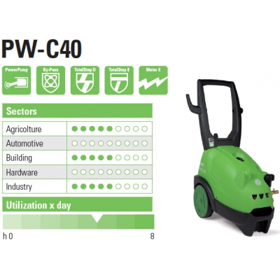 Máy rửa áp lực cao nước lạnh 130 Bar, 3.3 Kw (1 Pha, Kèm phụ kiện) Model PW-C40